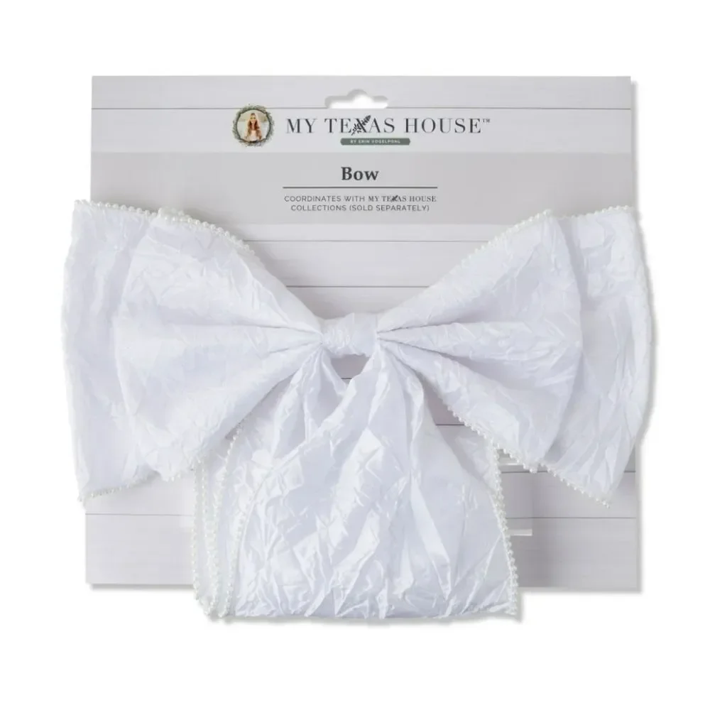 White Crepe Pearl Decorative Bow , 20